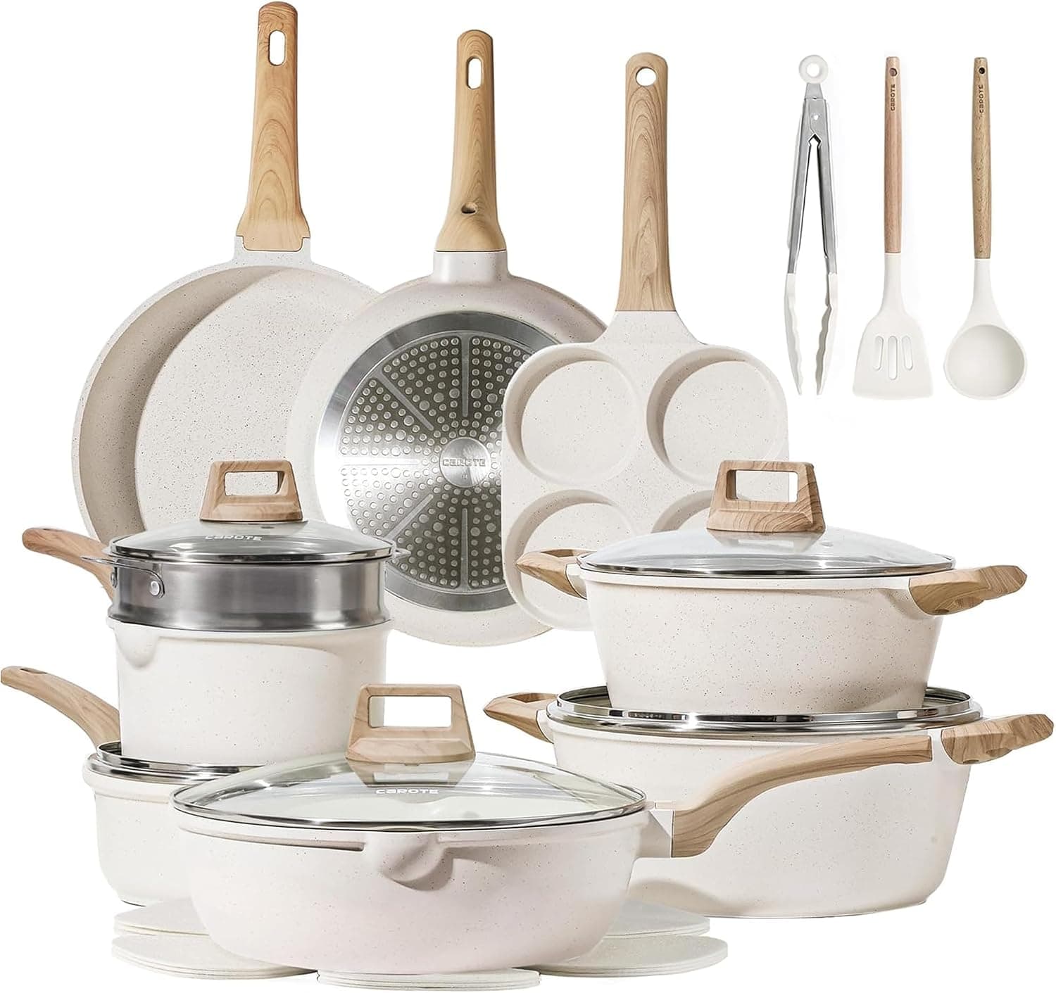 Cream Nonstick Cookware Set